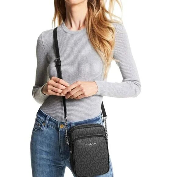 NWT MICHAEL KORS Jet Set Travel Medium Logo Crossbody Bag - Picture 2 of 3